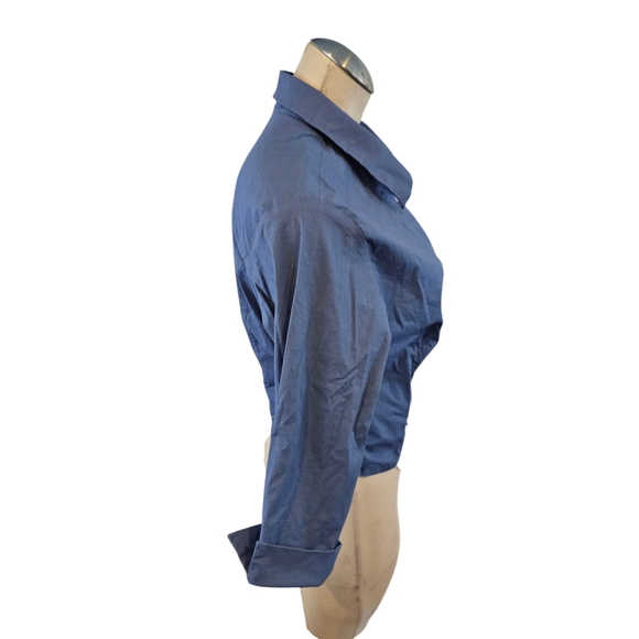 Coldwater Creek Size PL Blue Wrap Blouse - Picture 2 of 6